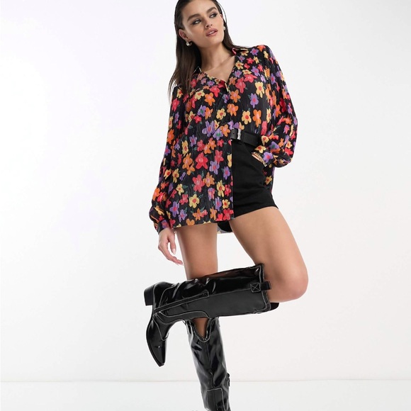 Only plisse oversized shirt in multi floral - Picture 2 of 7